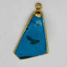 Load image into Gallery viewer, Turquoise Free-form Pendant | 1 3/4" Long | Blue/Gold | 1 Pendant