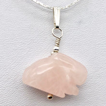 Load image into Gallery viewer, Hop! Rose Quartz Bunny Rabbit Sterling Silver Pendant - PremiumBead Alternate Image 2