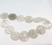 Load image into Gallery viewer, Tourmalated Quartz 30mm Disc Pendant 15" Strand 107652A - PremiumBead Primary Image 1