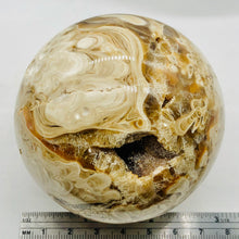 Load image into Gallery viewer, Aragonite Scry Sphere Round | 3" | White/Brown | 1 Sphere