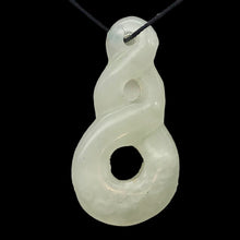 Load image into Gallery viewer, Carved Light Green Serpentine Infinity Pendant with Simple Black Cord 10821R