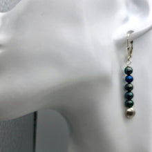 Load image into Gallery viewer, Shinning Teal Fresh Water Pearl Sterling Silver Earrings | 2" long |