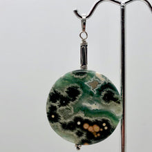 Load image into Gallery viewer, Ocean Jasper Round Sterling Silver Pendant | 2 1/4" Long | Green White |