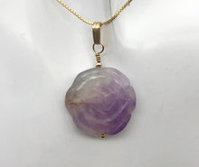 Load image into Gallery viewer, Semi Precious Stone Jewelry Carved Rose Pendant Necklace of Amethyst/Gold - PremiumBead Alternate Image 2