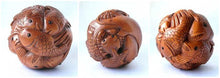 Load image into Gallery viewer, Carved & Signed Sealife Sphere Boxwood Ojime/Netsuke Bead - PremiumBead Alternate Image 4