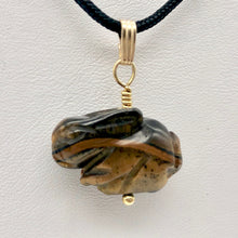Load image into Gallery viewer, Tiger's Eye Bunny Rabbit Pendant Necklace|SemiPrecious Stone Jewelry|14K Pendant