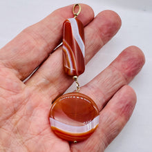 Load image into Gallery viewer, Sardonyx Large Round and Rectangle Pendant| 3 1/2" Long | Red/Orange/White |