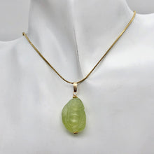 Load image into Gallery viewer, Hand Carved Green Jade Buddha 14K Gold Filled Pendant| 1 5/8" Long |