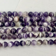 Load image into Gallery viewer, Amethyst Banded Round Bead Strand | 8mm | Purple/White | 52 Bead(s)