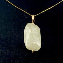 Load image into Gallery viewer, Chatoyant Green Kunzite Hiddenite Crystal 14KGF Pendant | 1 7/8" Long |