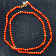 Load image into Gallery viewer, AAA Natural Ox Blood Red Coral & 14K Gold 18 inch Necklace 202904