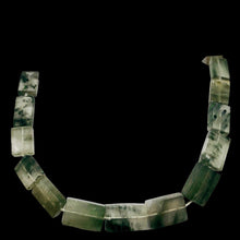 Load image into Gallery viewer, Natural graduated Green Rutilated Quartz rectangular bead strand