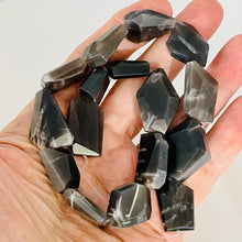 Load image into Gallery viewer, Grey Black Moonstone 104g Faceted Bead Strand | 15 1/2" |Gray Black | 16 Beads |