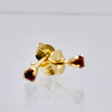 Load image into Gallery viewer, Garnet 14K Gold Post Faceted Round Cut Earrings | 2mm | Red | 1 Pair |