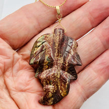 Load image into Gallery viewer, Carved Brecciated Jasper Leaf & 14Kgf Pendant 509416C