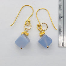 Load image into Gallery viewer, Blue Chalcedony Cubes and 22K Vermeil Earrings 309231B