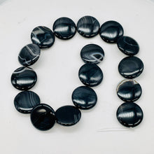 Load image into Gallery viewer, Black & White Sardonyx 25mm Coin Bead 8" Strand 10486HS