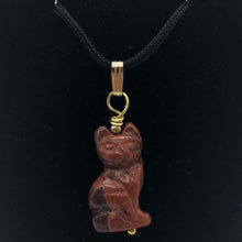 Load image into Gallery viewer, Adorable! Brecciated Jasper and 14k Gold Filled Cat Pendant, 1.38" Long - PremiumBead Alternate Image 3