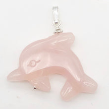 Load image into Gallery viewer, Rose Quartz Carved Dolphin Sterling Silver Pendant | 1.5 Inch | Pink |