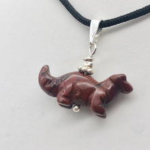 Load image into Gallery viewer, Brecciated Jasper Diplodocus Dinosaur with Silver Pendant 509259BJS | 25x11.5x7.5mm (Diplodocus), 5.5mm (Bail Opening), 7/8" (Long) | Red - PremiumBead Alternate Image 4
