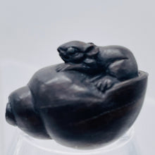 Load image into Gallery viewer, Carved Mouse in Snail Shell Teak Ojime Netsuke Bead | 25x17x14mm | Brown