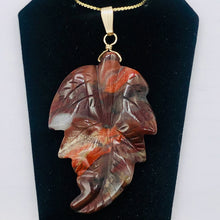 Load image into Gallery viewer, Carved Brecciated Jasper Leaf & 14Kgf Pendant | 2 3/4" long | Red | Leaf |