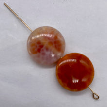 Load image into Gallery viewer, 2 Snakeskin/Crab Fire Agate Coin Focal Beads 8958