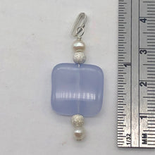 Load image into Gallery viewer, Blue Chalcedony FW Pearl Sterling Silver Drop Pendant | 1 5/8" Long |