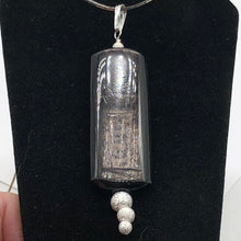 Load image into Gallery viewer, Hypersthene, Flat Rounded Rectangle Dangle Pendant| 2 1/2 ' Long | Black/Silver|