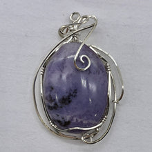 Load image into Gallery viewer, Lavender Agate Sterling Silver Wire-wrap Oval Pendant | 2 3/4" Long | Purple |