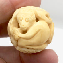 Load image into Gallery viewer, Cracked Chinese Zodiac Year of the Monkey Bone Bead| 30mm| Cream| Round| 1 Bead| - PremiumBead Alternate Image 2