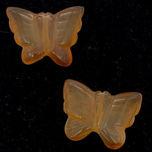 Load image into Gallery viewer, Flutterine 2 Carved Carnelian Butterfly Beads | 15x19x5mm-19x21x5mm | Orange