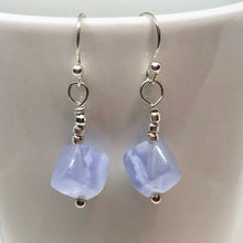Load image into Gallery viewer, Blue Chalcedony Cubes and Sterling Silver Earrings 309231A - PremiumBead Alternate Image 3