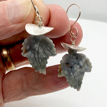 Load image into Gallery viewer, Ocean Jasper Sterling Silver Leaf Earrings | 2" Long | Seafoam Green | 1 Pair |