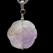 Load image into Gallery viewer, Semi Precious Stone Jewelry Carved Rose Pendant Necklace of Amethyst/Gold
