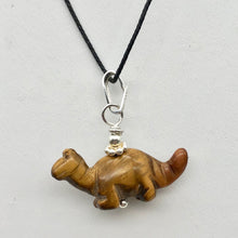 Load image into Gallery viewer, Tigereye Diplodocus Dinosaur with Sterling Silver Pendant 509259TES | 25x11.5x7.5mm (Diplodocus), 5.5mm (Bail Opening), 7/8" (Long) | Golden - PremiumBead Alternate Image 3
