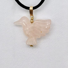 Load image into Gallery viewer, Rose Quartz Dove Pendant Necklace|Semi Precious Stone Jewelry|14kgf Pendant