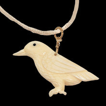 Load image into Gallery viewer, White Raven Carved Bone w / 14Kgf Pendant 510804G