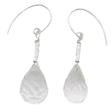 Load image into Gallery viewer, Facetted Quartz Briolette Sterling Silver Earrings | 1 1/2" Long |Clear| 1 Pair|
