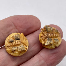 Load image into Gallery viewer, 2 Carved Butterfly/Rose Waterbuffalo Bone Beads 7553