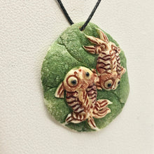 Load image into Gallery viewer, Koi Goldfish Waterbuffalo Carved Bone Bead, Red/Green, 29mm 10785 - PremiumBead Alternate Image 5