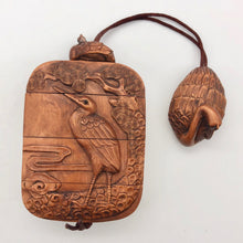 Load image into Gallery viewer, Hand Carved Crane Boxwood 3-part Inro Purse - PremiumBead Primary Image 1