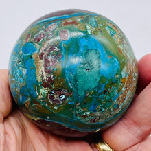 Load image into Gallery viewer, Chrysocolla Cuprite Scry Crystal Round Sphere | 65mm | Blue/Copper | 1 Sphere |