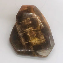 Load image into Gallery viewer, Cracked Fossilized Wood Flat Briolette | 48x40x7mm| Tan/Black| 1 Pendant Bead|