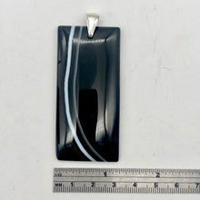 Load image into Gallery viewer, Sardonyx Agate & Sterling Silver Pendant | 65x30x5mm | Black | Rectangle | - PremiumBead Alternate Image 7