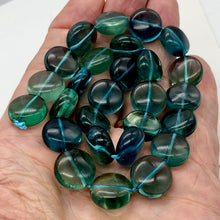 Load image into Gallery viewer, Rare Gem Quality Natural Blue Fluorite 15x8mm Coin 8 Inch Strand | 13 Beads |