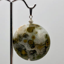 Load image into Gallery viewer, Ocean Jasper White Crystal Round Sterling Silver Pendant | 2" Long | Gold |