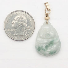 Load image into Gallery viewer, Hand Carved Green/White Jade Buddha Pendant with 14kgf Findings | 1 5/8" Long |