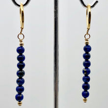 Load image into Gallery viewer, Lapis Lazuli and 14K gf Semi Precious Stone Earrings | 4mm Lapis | 2" Long | - PremiumBead Alternate Image 6