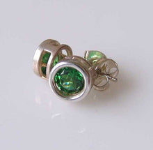 Load image into Gallery viewer, May Birthstone! Round 5mm Created Green Emerald Sterling Silver Stud Earrings - PremiumBead Alternate Image 3